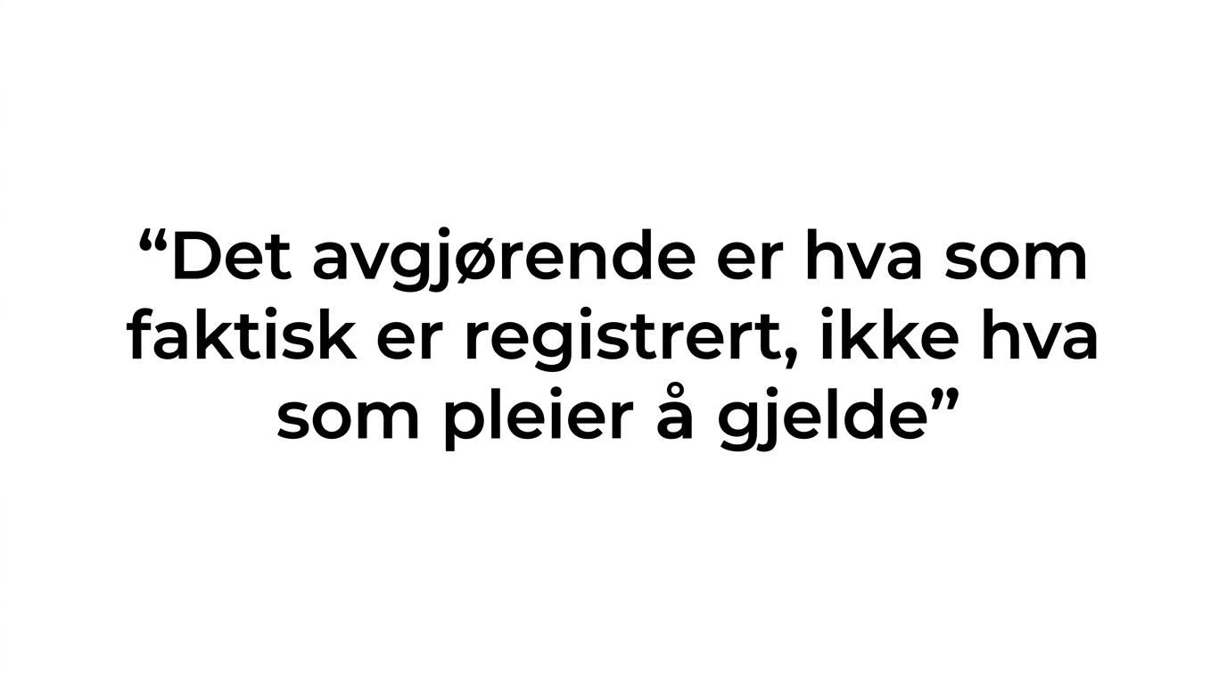 Sitatvisual med linjen om å stole på firmaattesten fremfor intern vane.